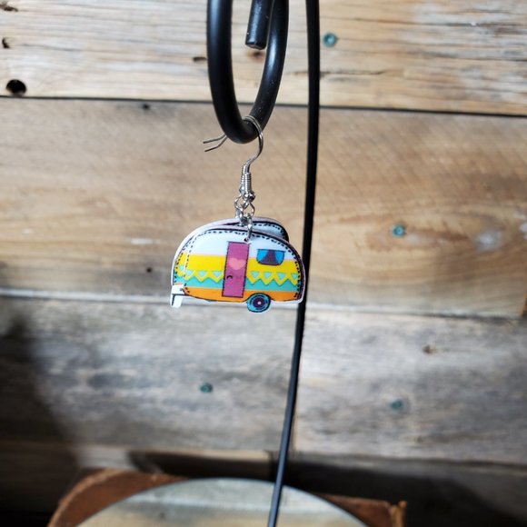 Vintage Camper Earrings - 2D - Acrylic - Double Sided - Picture 5 of 5